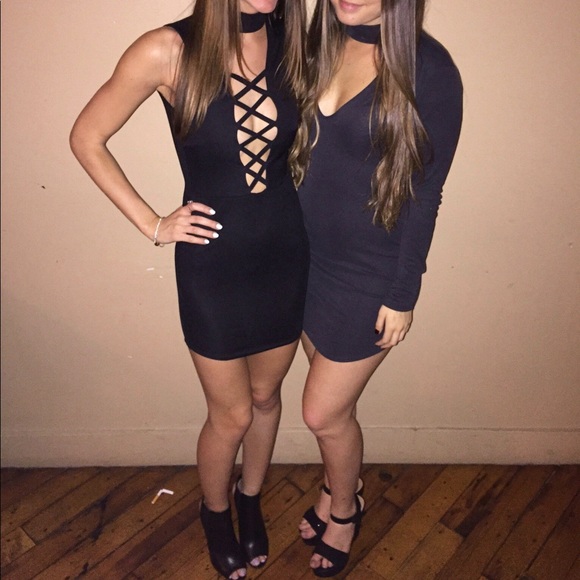 Misguided Black Criss Cross Mini Dress - Picture 6 of 6